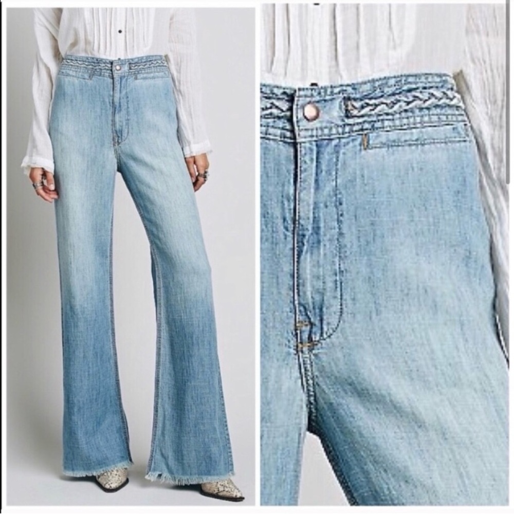 Free People Ola High Waist Braided Flare Jeans -Size 27